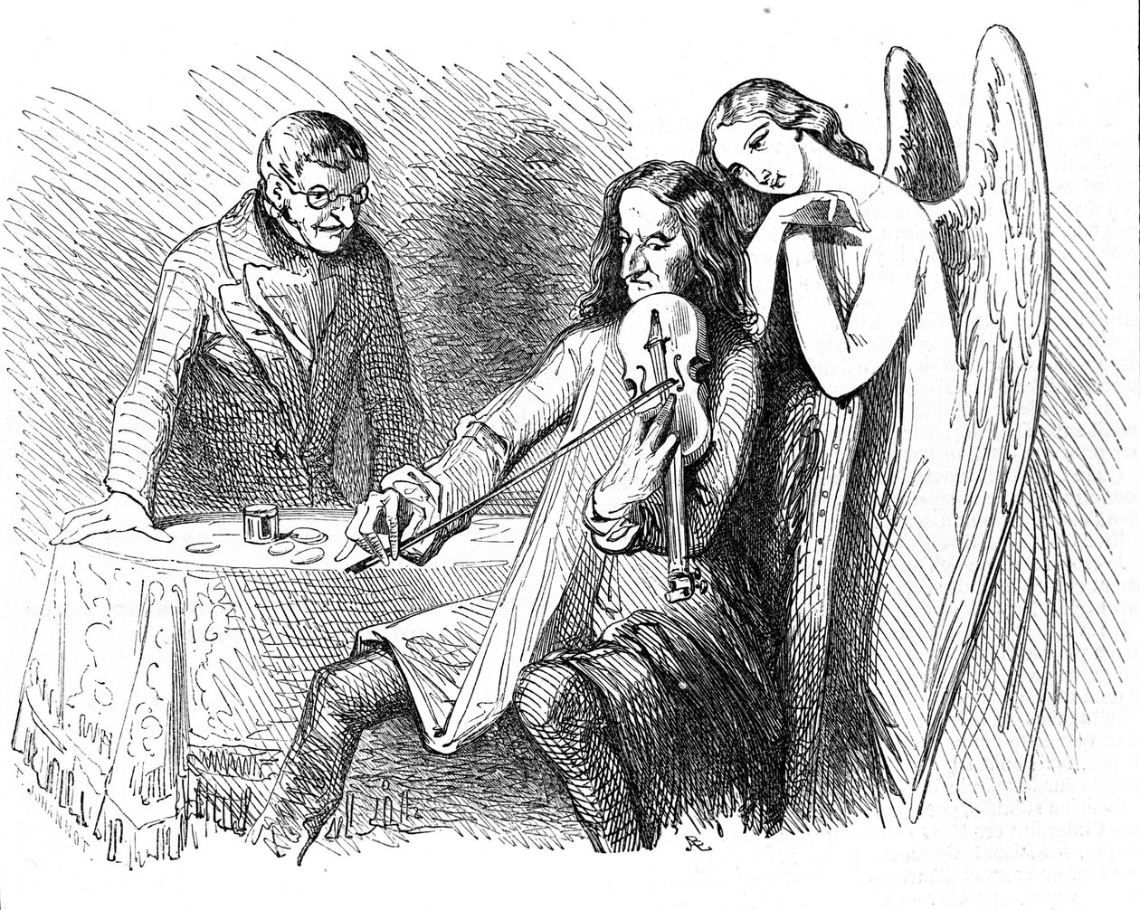 Cartoon on Niccolo Paganini (1782 - 1840). by Unknown artist