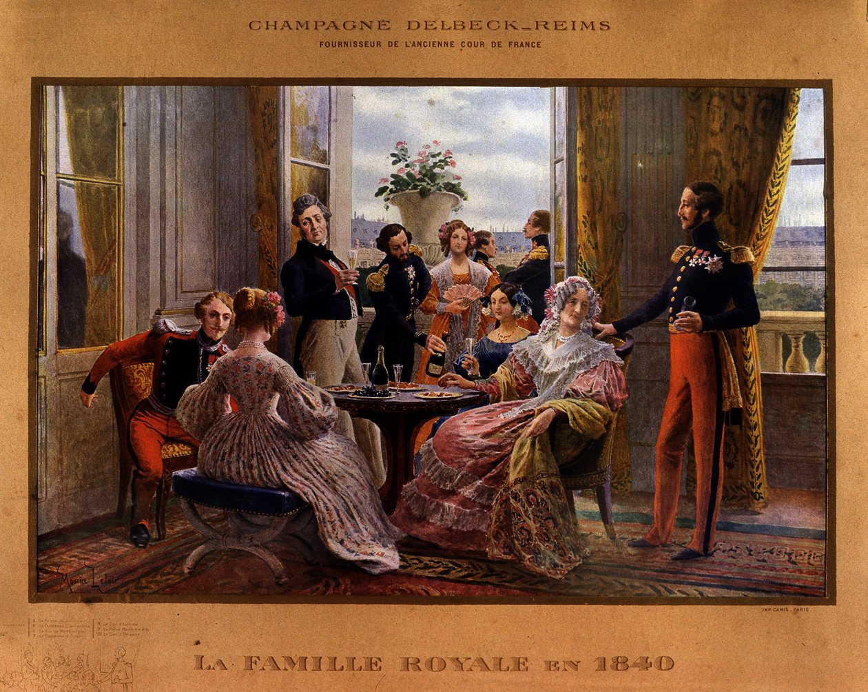 Champagne served at the royal table in 1840 - Advertising poster for the Delbeck champagne 