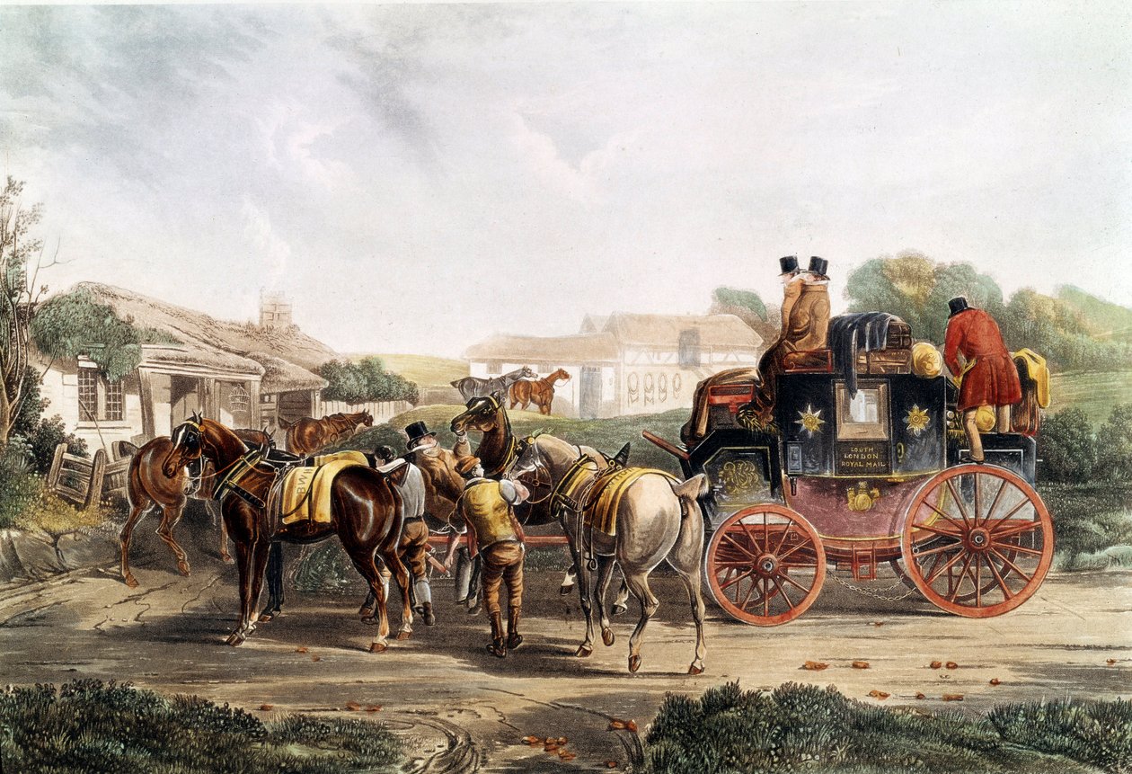 Change of Hitch at the Inn During a Journey by Coach by Unknown artist