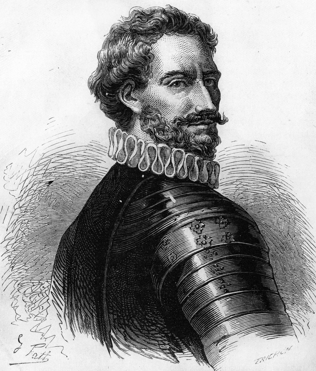 Portrait of Charles de Montpensier (1490-1527), Duke of Bourbon and Constable of France. Engraving of the 19th century by Unknown artist