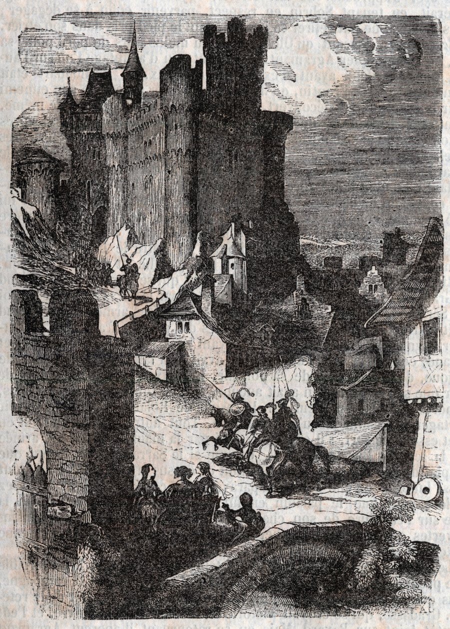 Chateau de Marganor - Engraving of 1851 from 