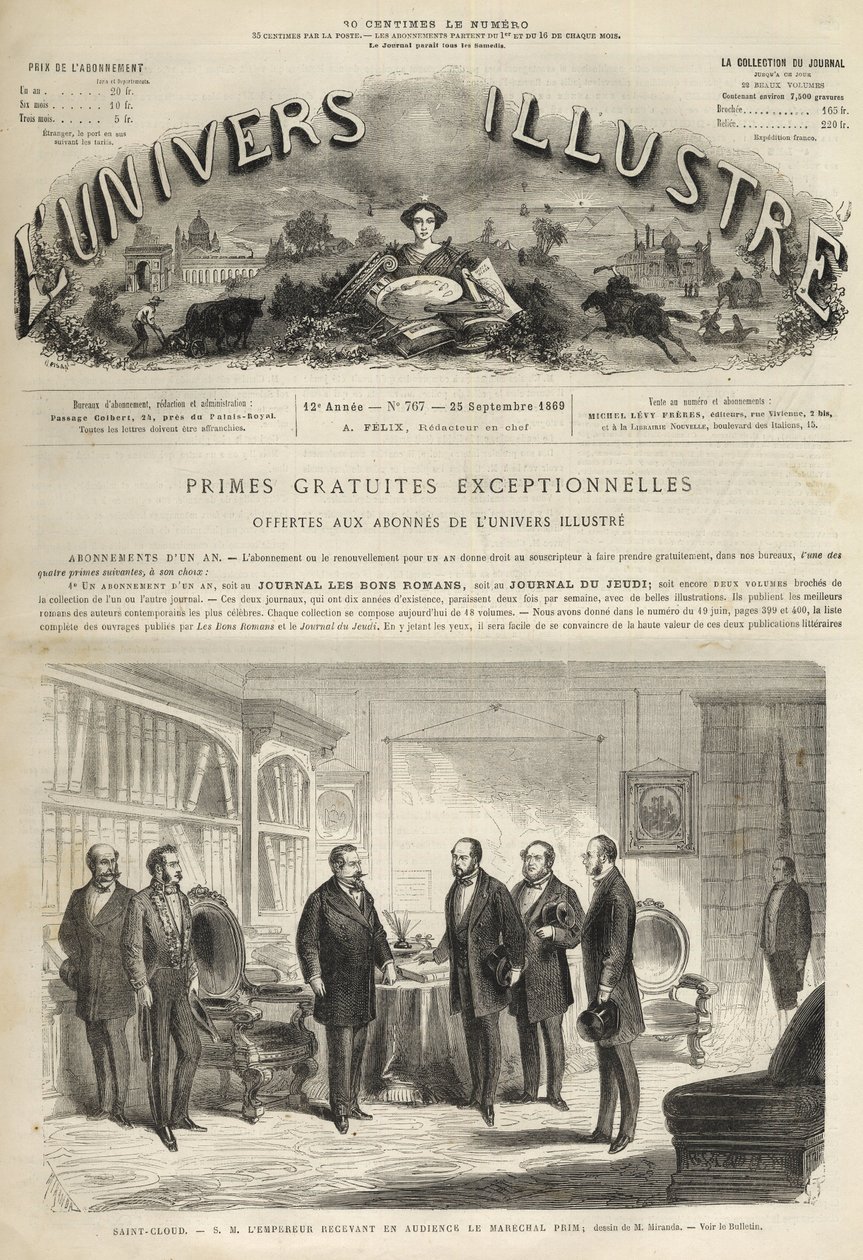 Chateau de Saint-Cloud Napoleon III Receiving Juan Prim by Unknown artist