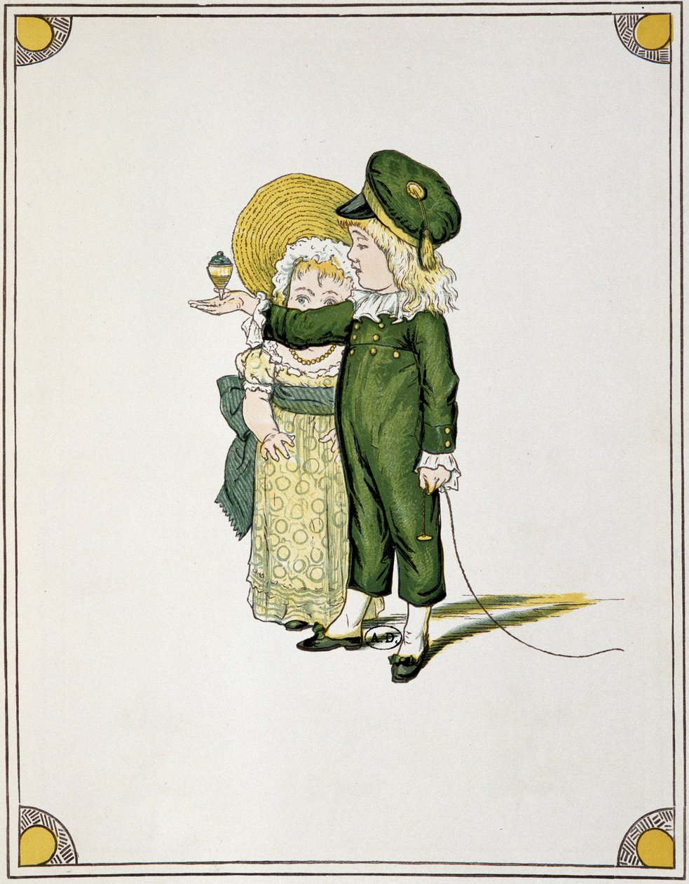 Children playing the top - drawing by Unknown artist