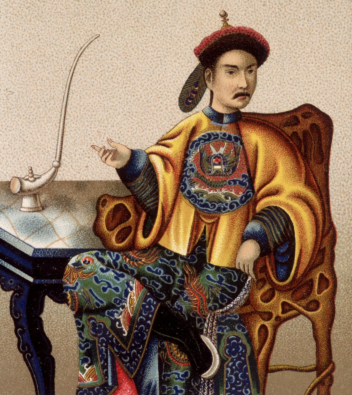 Chinese aristocrat sitting smoking opium - 19th century by Unknown artist