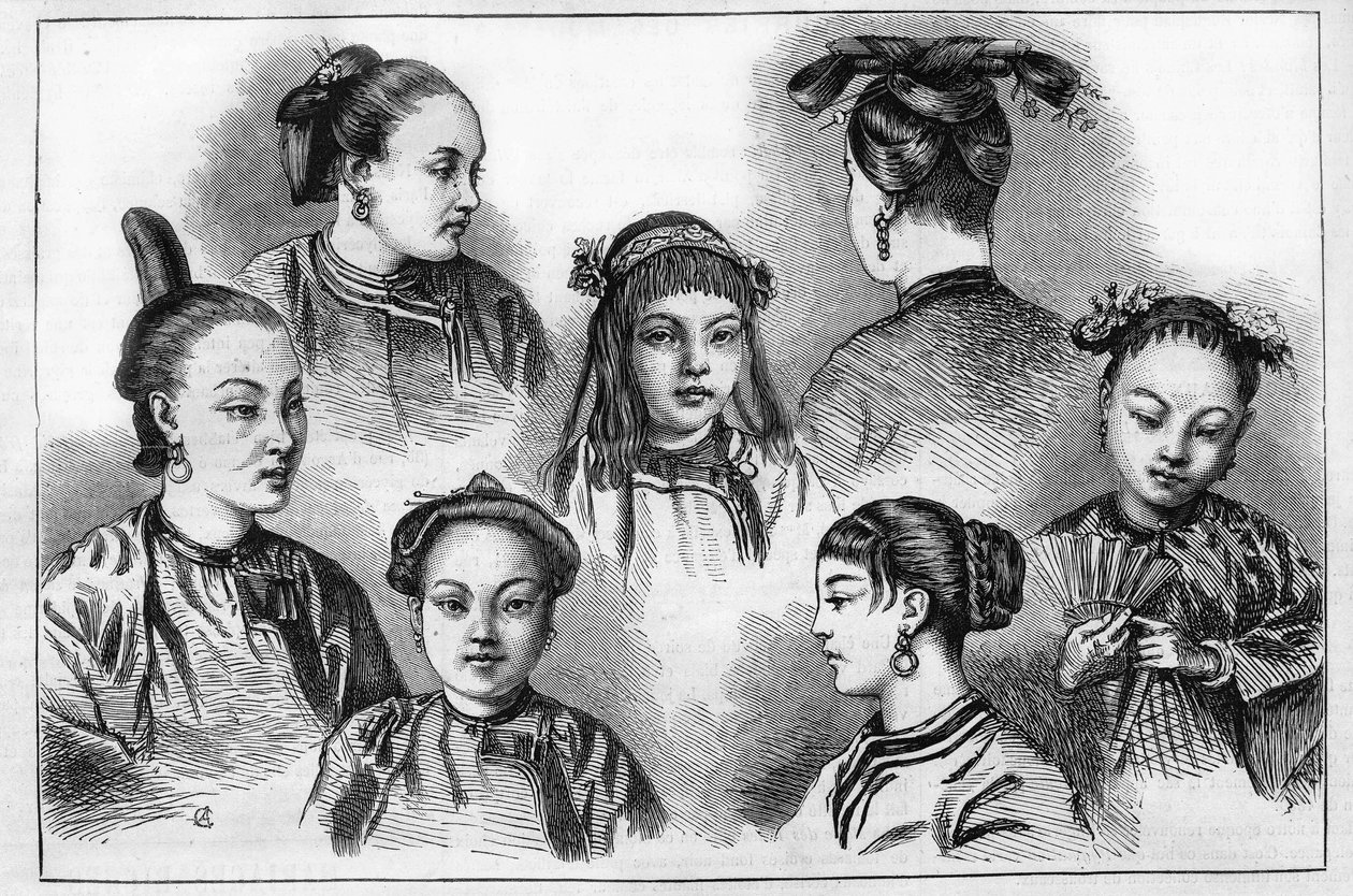 Chinese fashion and hairstyles in the 19th century by Unknown artist