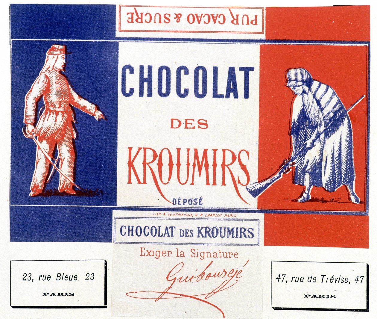 Chocolate of the Kroumirs. Advertising label by Unknown artist