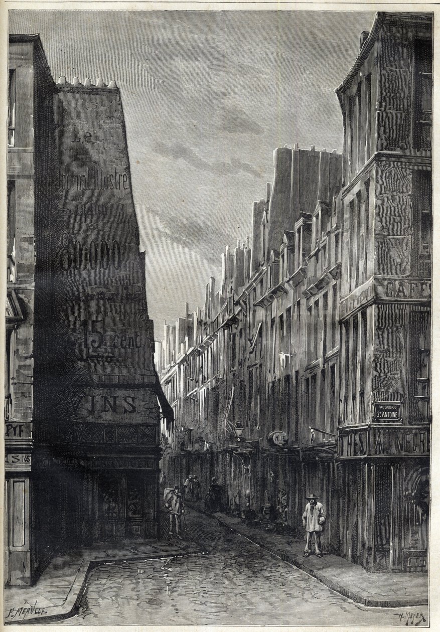 Cholera epidemic in Paris - rue Sainte Marguerite (engraving) by Unknown artist