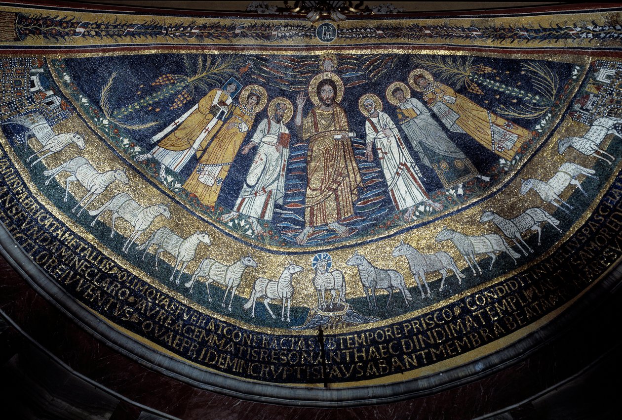 Christ among St Paul, St Cecilia, St Pascal, St Peter, St Valeriano and St Agata by Unknown artist