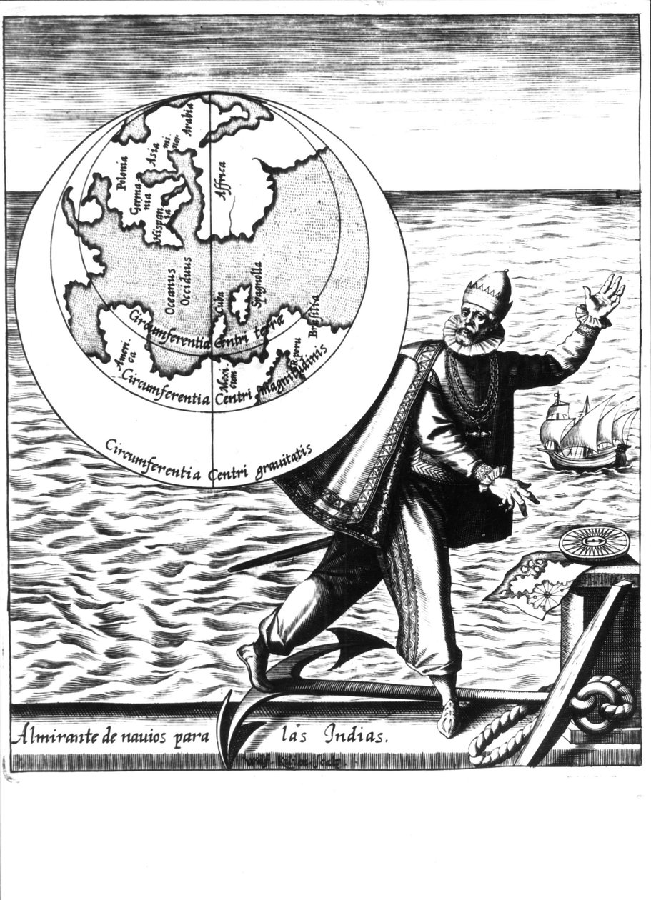 Christopher Columbus in Nova Tipus Transacto Navigatio Novi Orbi by Philoponus Honorius by Unknown artist