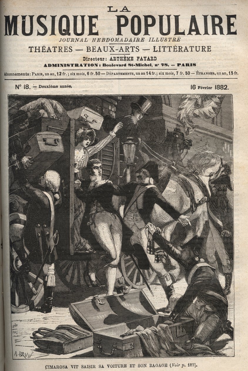 Cimarosa sees his car and luggage seized (engraving in 