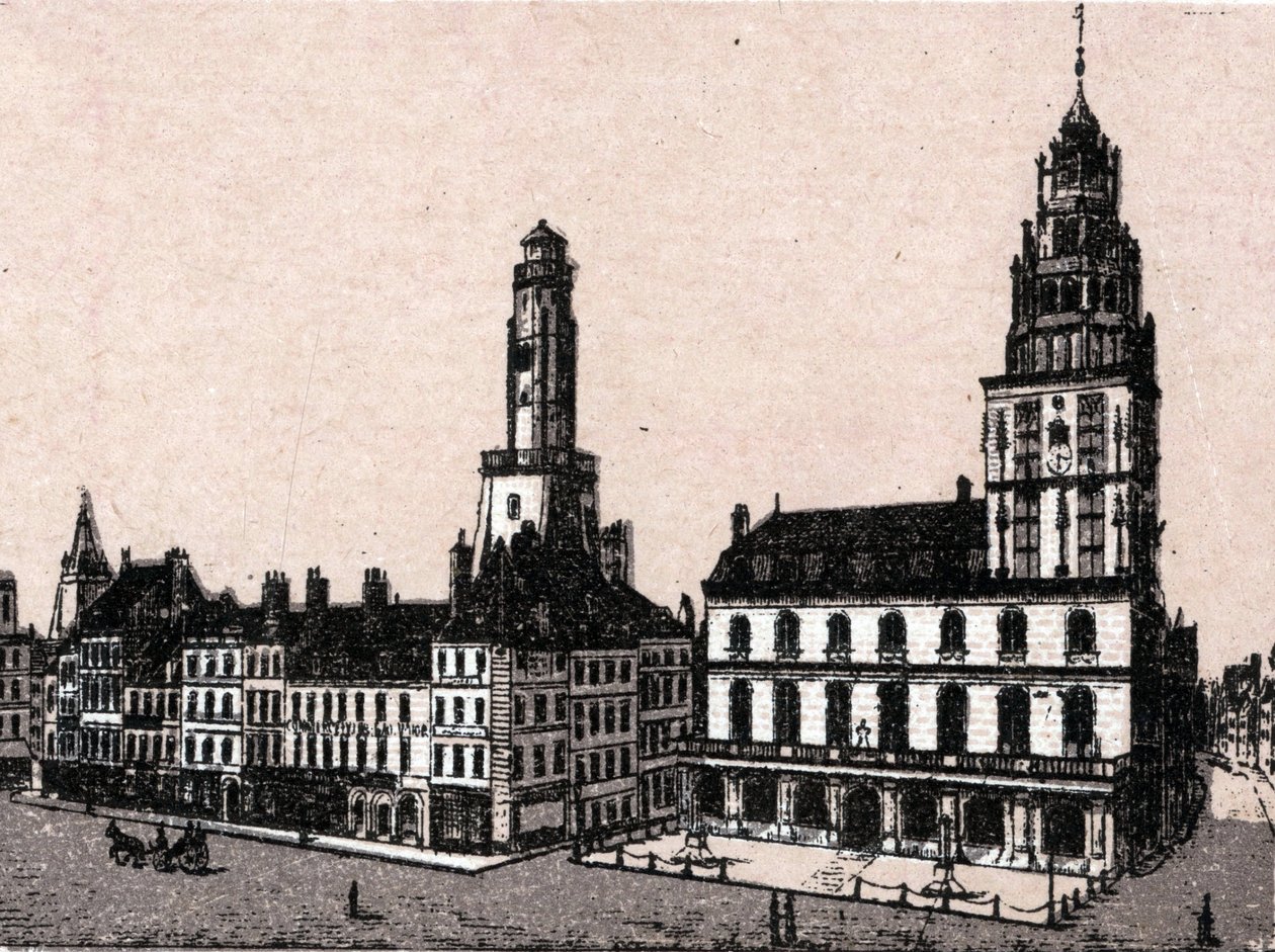 City of Calais: old lighthouse and town hall by Unknown artist