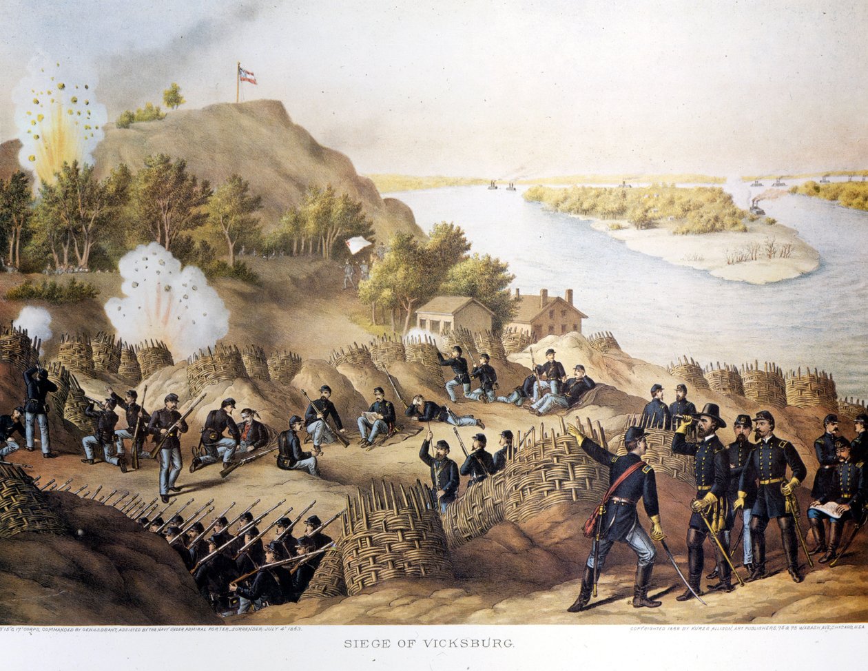 Civil War (1861-1865), American Civil War. Siege of Vicksburg (on the border of Arkansas and Mississippi), the city was taken by General Grant (and the Northerners), the city fell after forty days of siege (May 19 to July 4) by Unknown artist