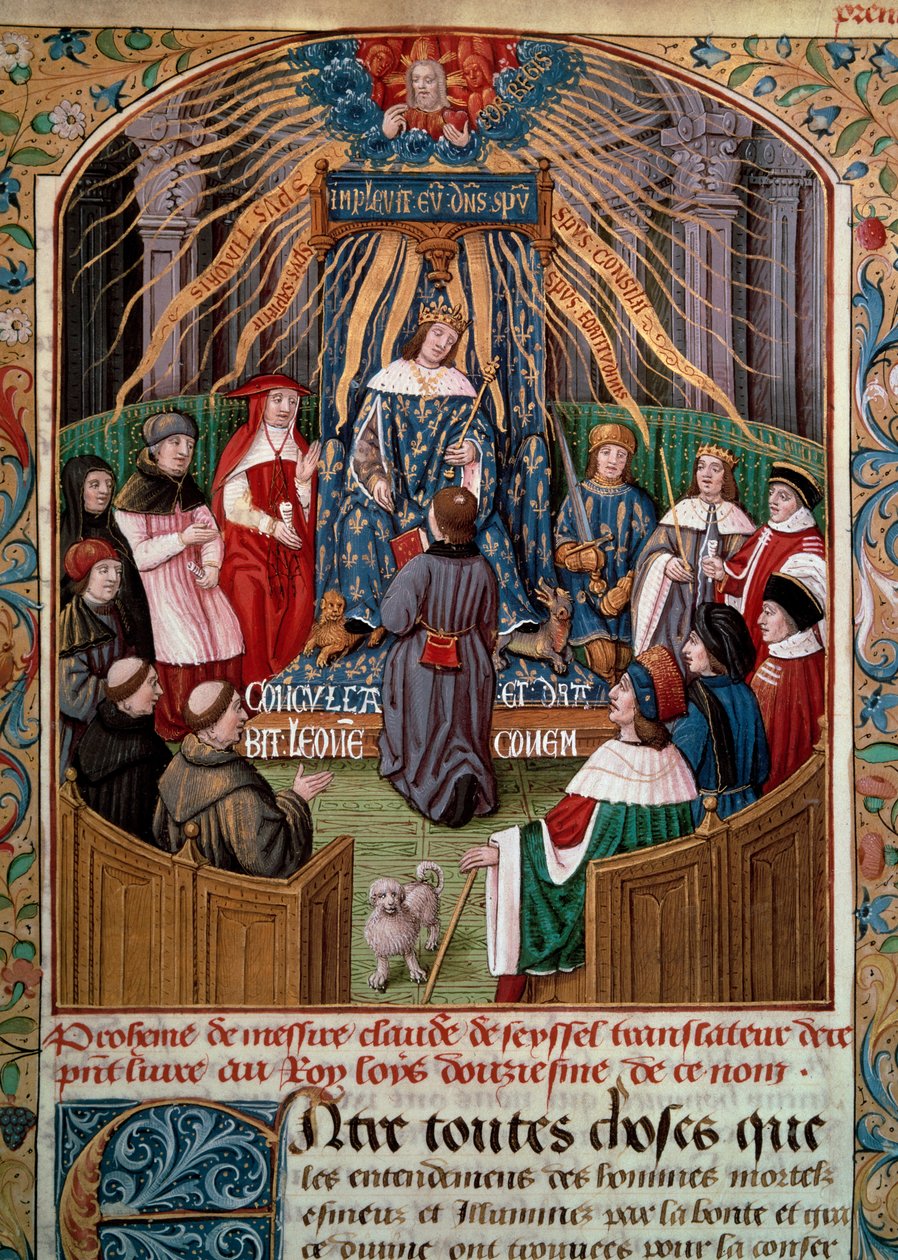Claude de Seyssel offers his book to King Louis XII. Miniature from Claude de Seyssel