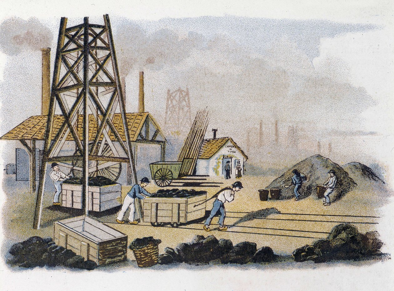 Coal mine: transport of coal to shore, France by Unknown artist
