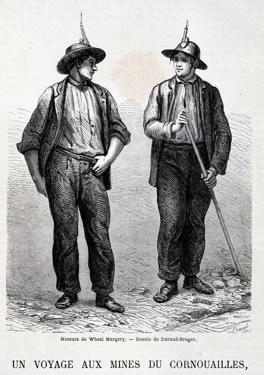 Coal mines in England: 2 miners from Wheal Margery, “Tour du Monde” by Unknown artist