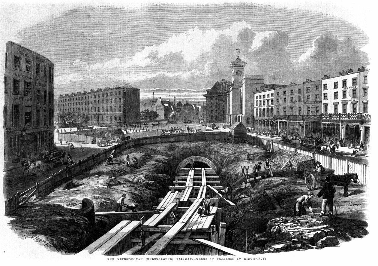 Construction of London Metro in 1850: works at King Cross. by Unknown artist