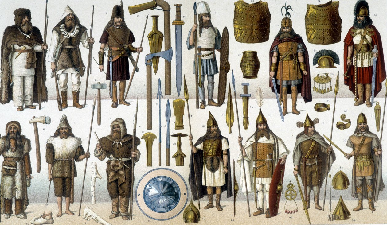 Costumes, Armor and Weapons of Barbarian Warriors by Unknown artist