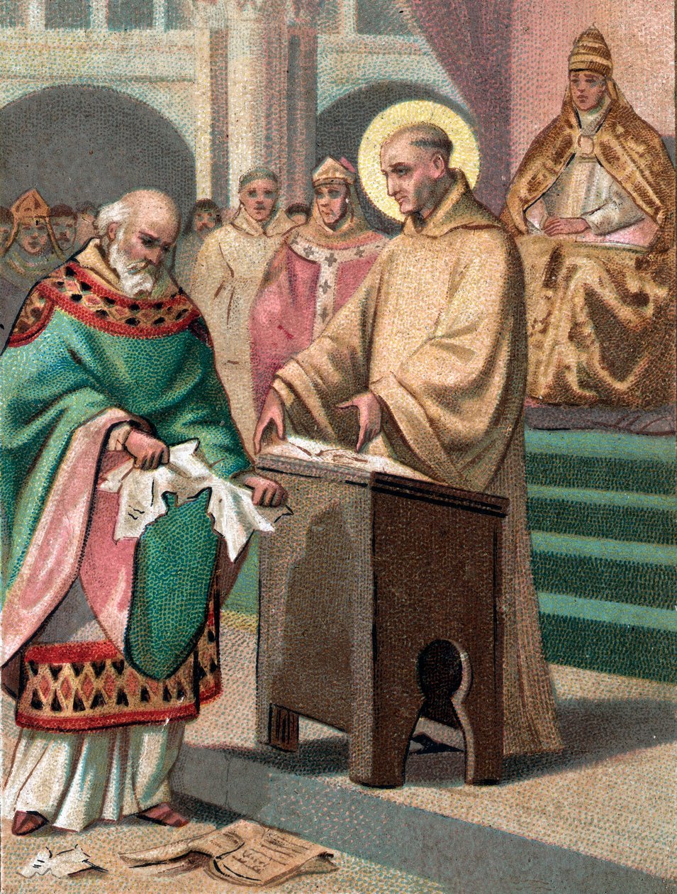 Council of Reims in 1148: Saint Bernard of Clairvaux accused Gilbert de la Porree of heresy by Unknown artist