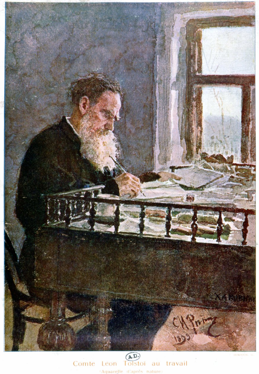 Count Tolstoy writing by Unknown artist