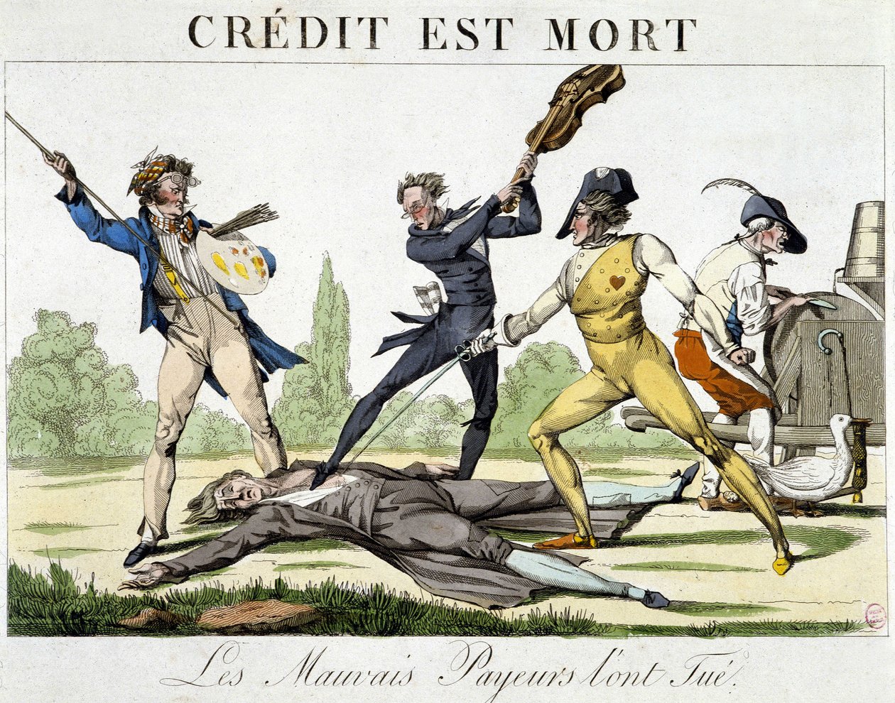 Credit Died: Bad Payers Killed It - Caricature Around 1820 by Unknown artist