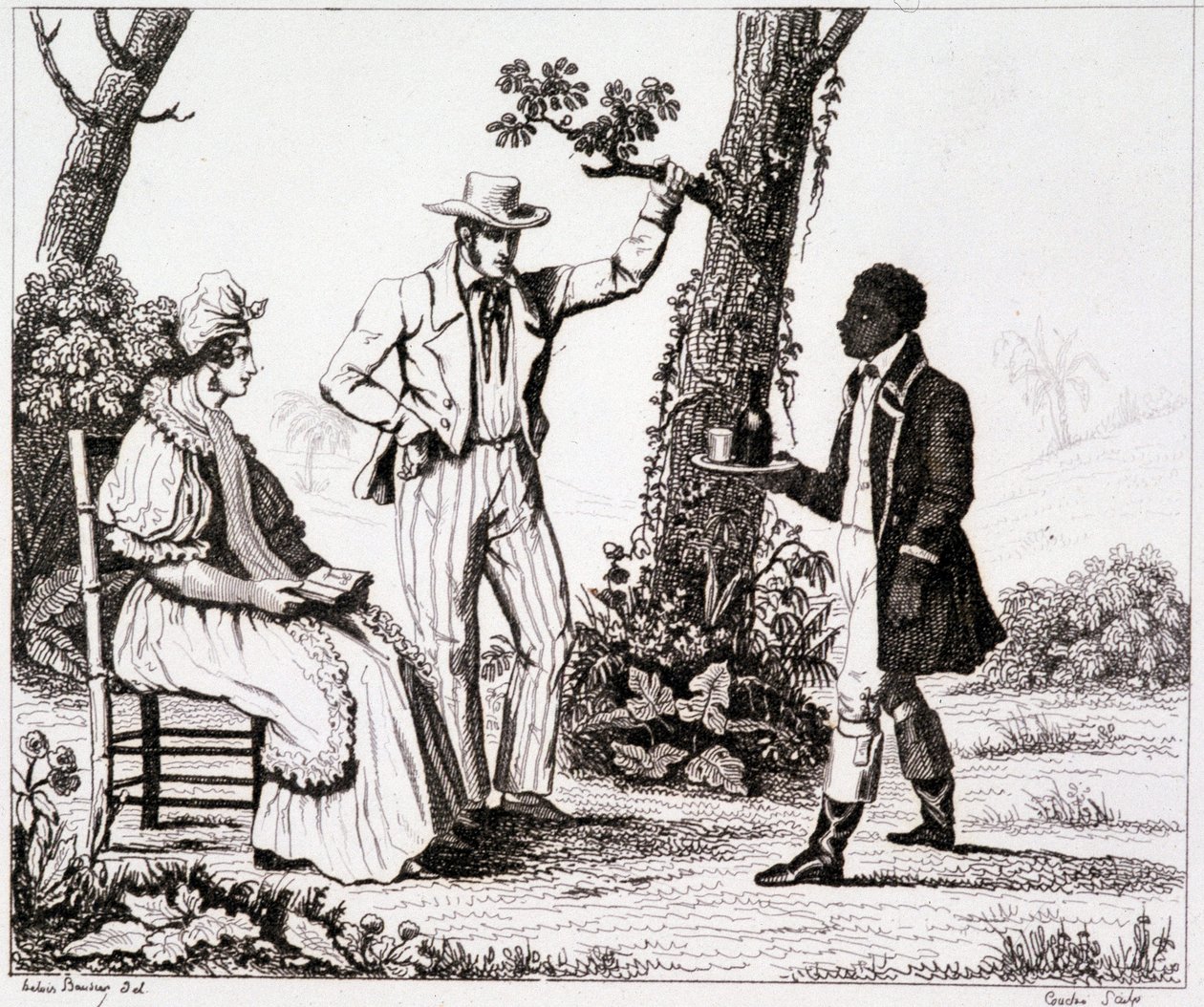 Creole of Martinique (black servant and a couple of whites) - in "Picturesque France", T.III by Unknown artist