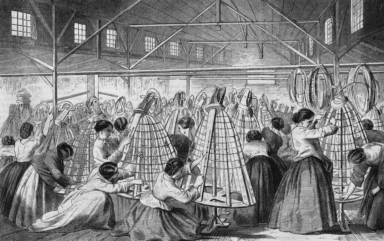 Crinoline factories: the laying of hoops by Unknown artist