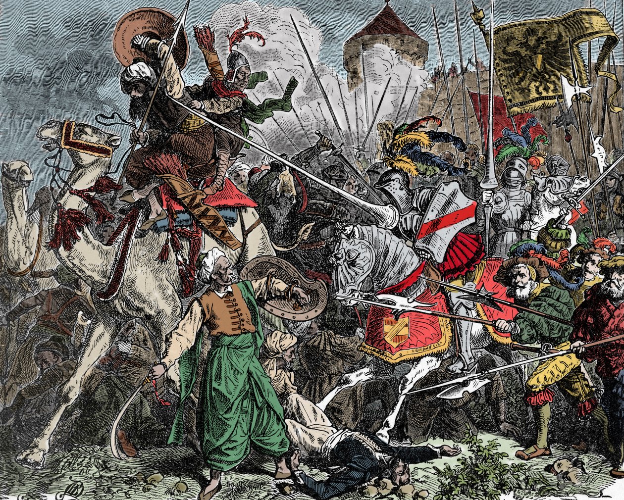 Crusaders in Battle - Crusade: Knights fighting the Saracens by Unknown artist