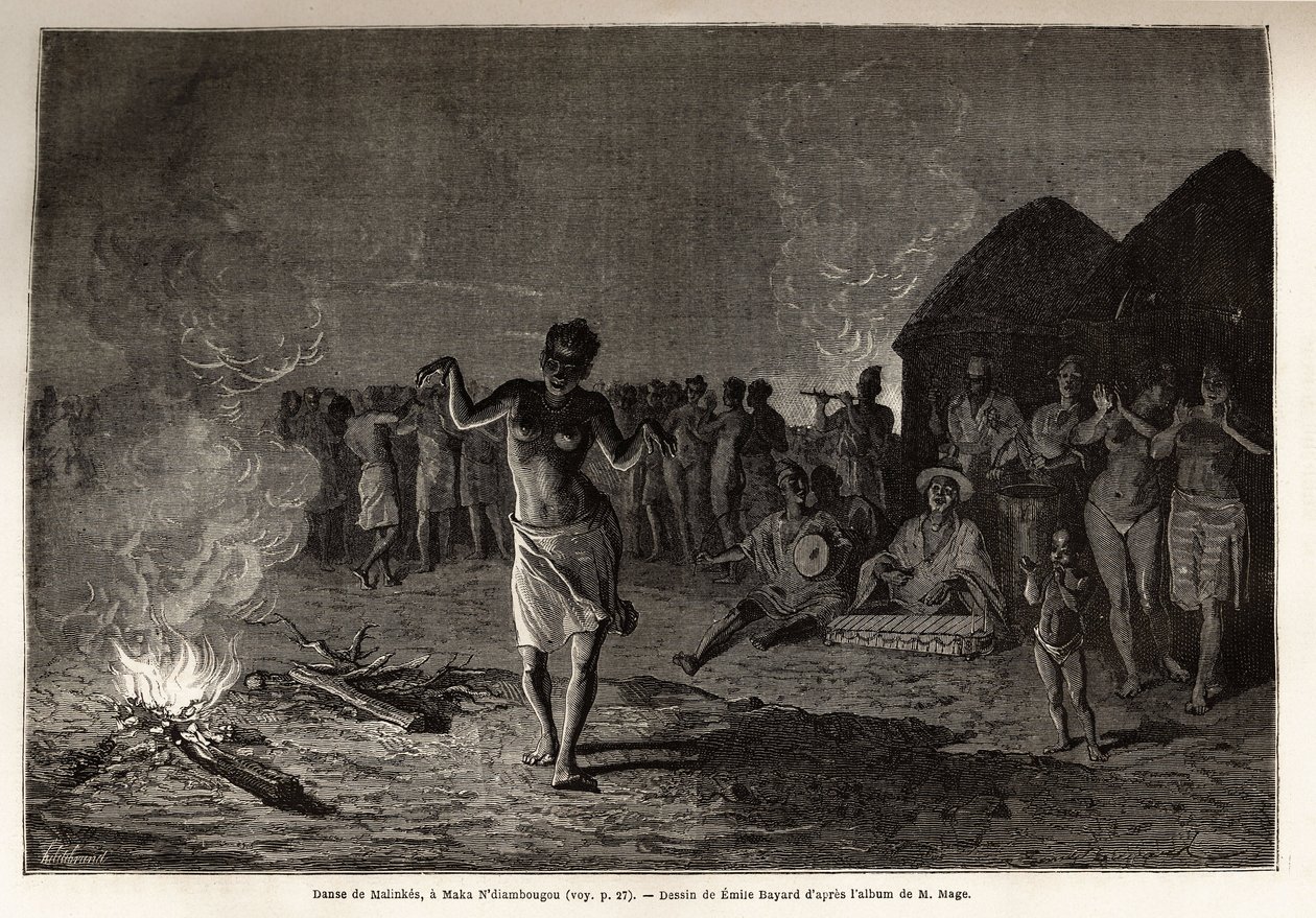 Dance of Malinkes, population and language of West Africa (Guinea, Senegal, Mali and Côte d