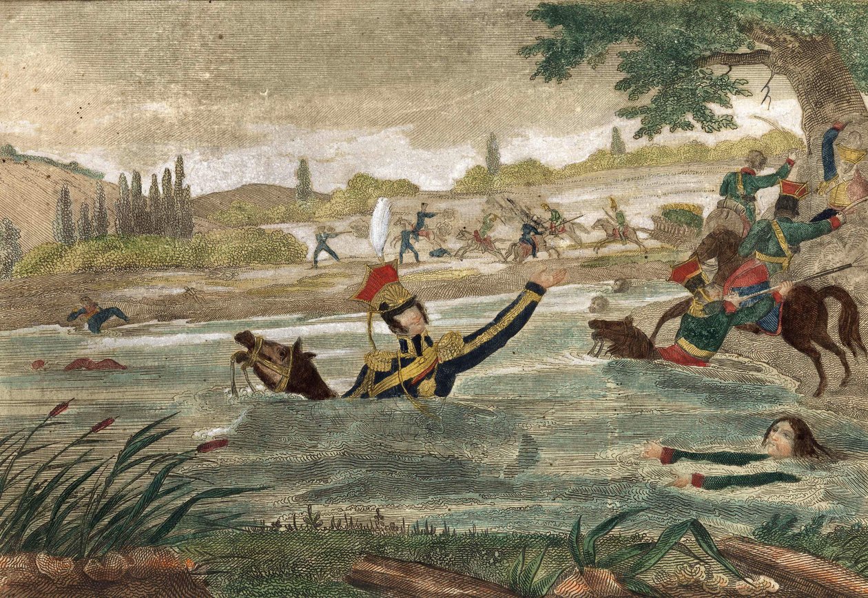 Death of Prince Joseph Antoni Poniatowski (born 1763) at the passage of the Eelster in 1813 by Unknown artist