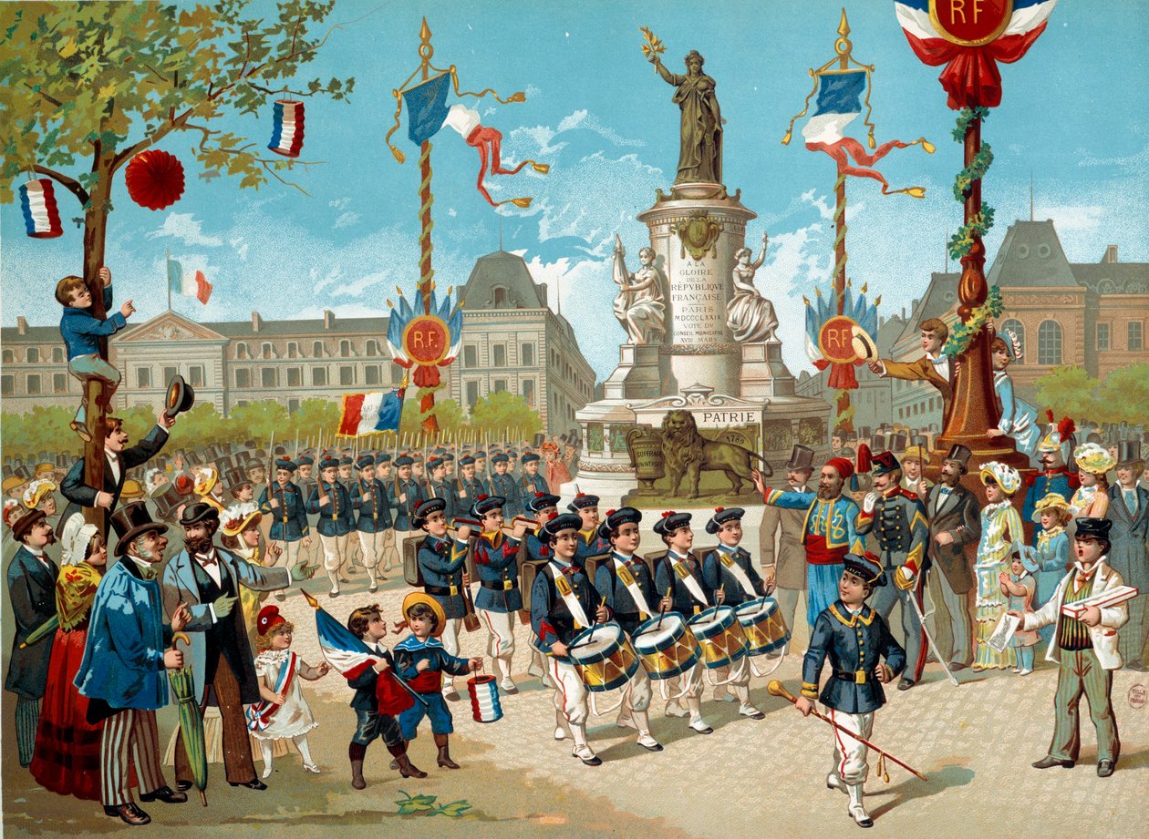 Defile the children of the School Battalions on the Place de la Republique on 14/07/1883 in Paris by Unknown artist