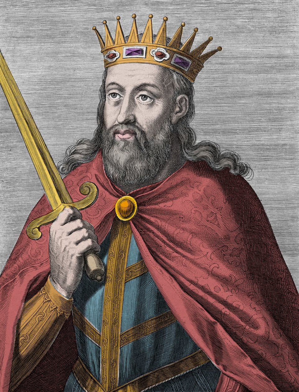 Denis of Portugal (the Farmer King) - Denis I of Portugal (1261-1325) (the Farmer - the King Troubadour - the Father of the Fatherland - the Liberal) - Engraving. by Unknown artist