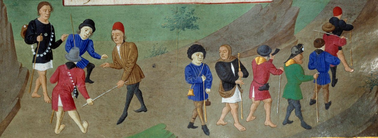 Pilgrims on a journey. Book of Hours of the Duchess of Burgundy, Adelaide of Savoy by Unknown artist