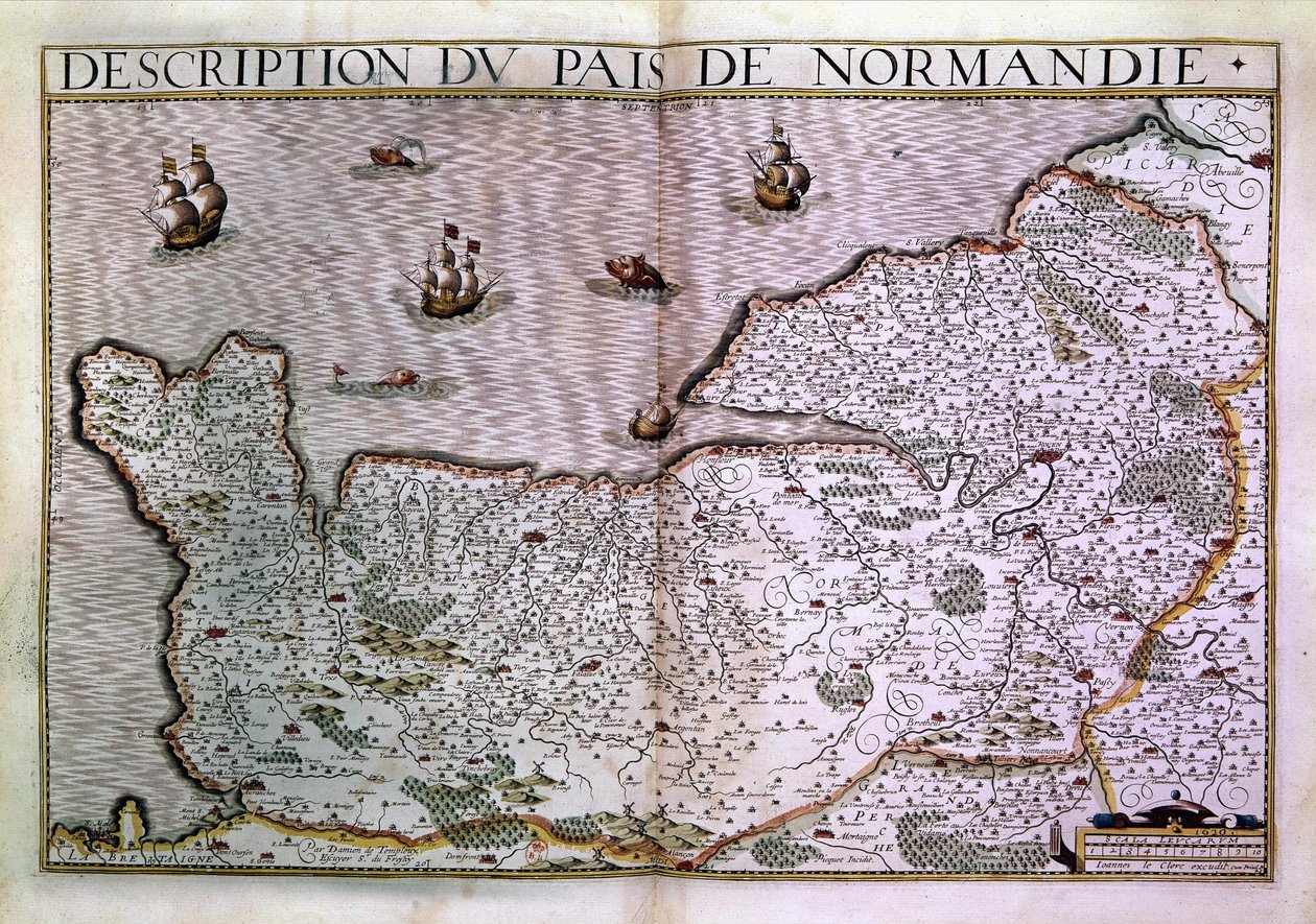 Description of the Normandy pais. Map of the Normandy region in 1620 by Unknown artist