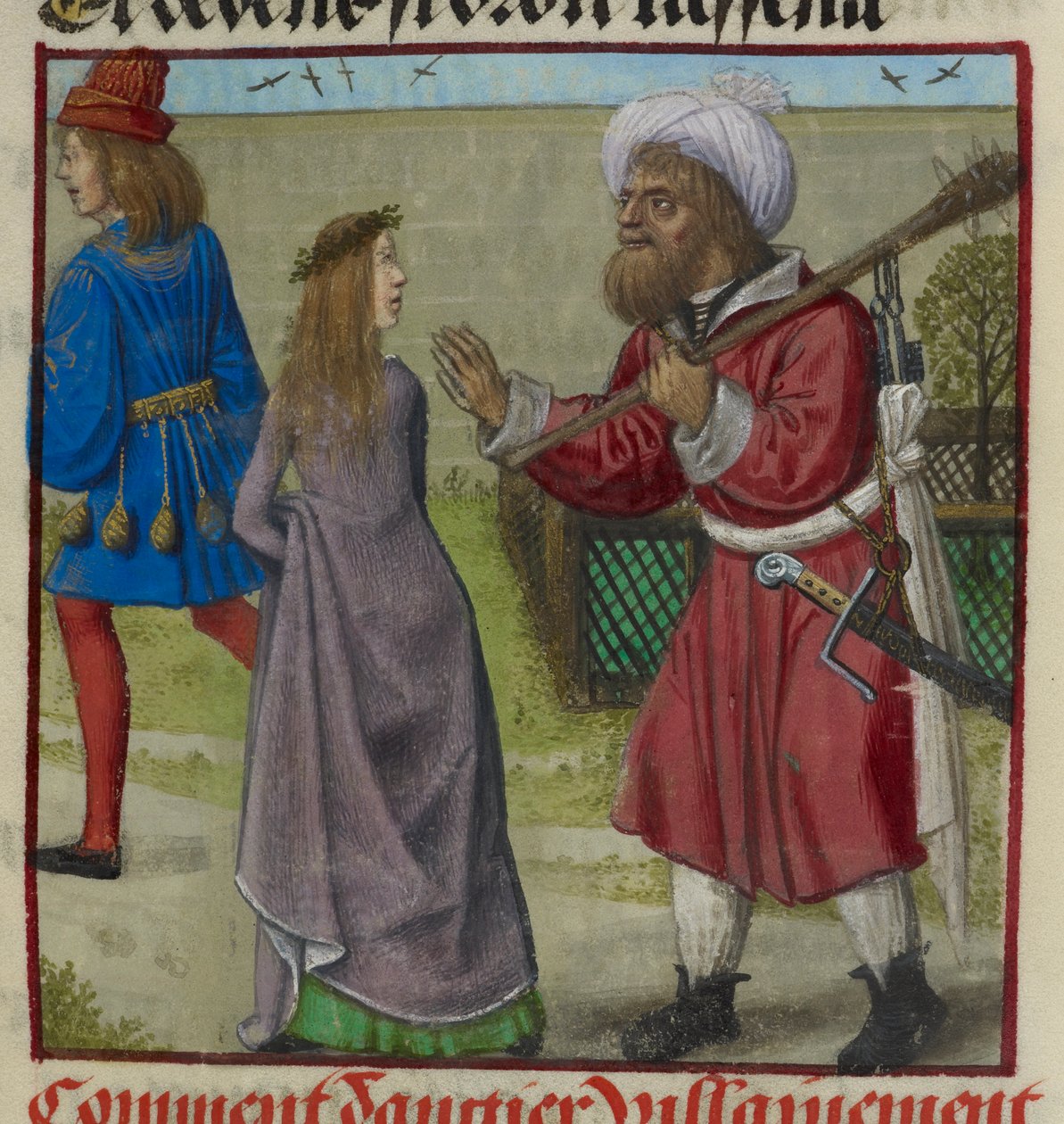 Danger Expelling the Lover and Bel Accueil (Fair Welcome) from the Garden (detail) by Unknown artist