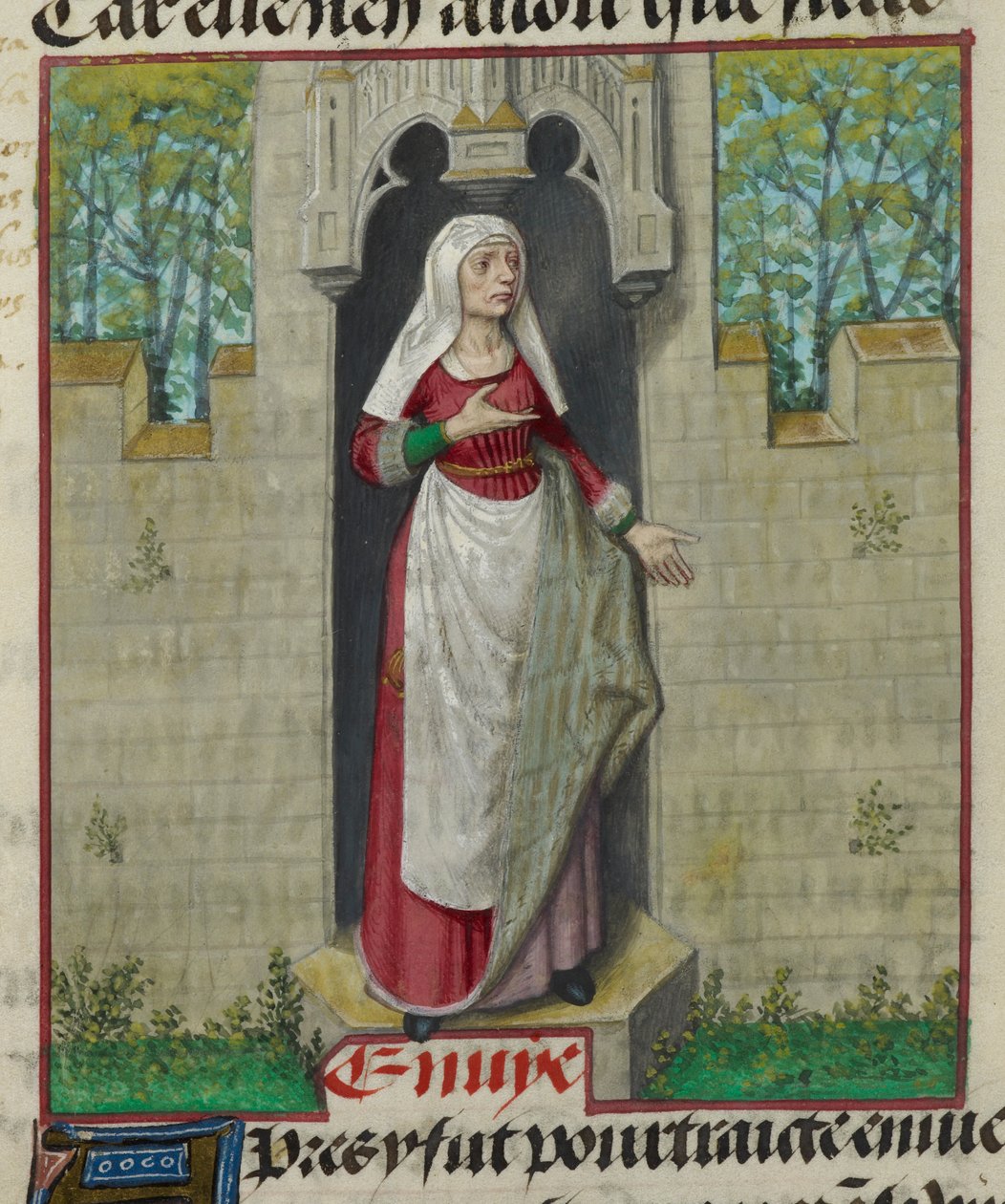 Detail of a miniature of the allegorical figure of Avarice (detail) by Unknown artist