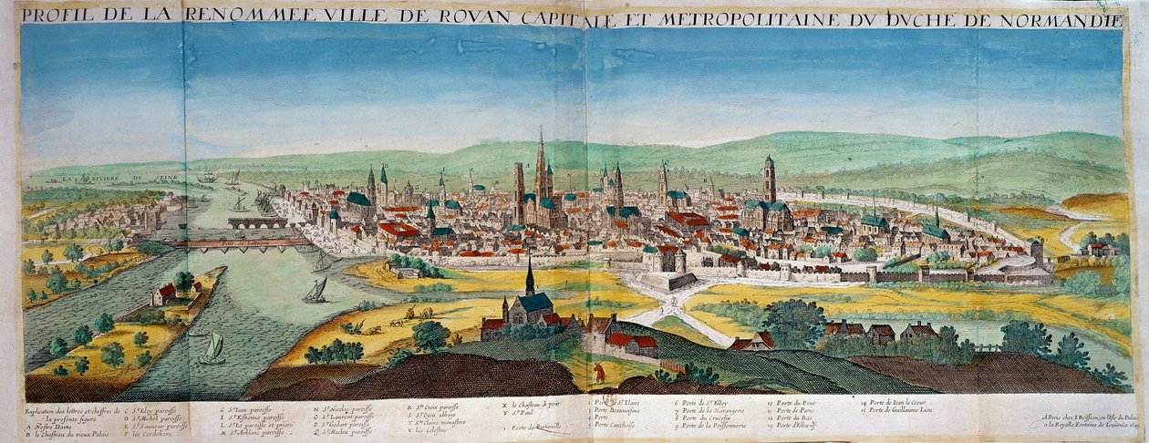 Detailed view of the city of Rouen in Normandy by Unknown artist