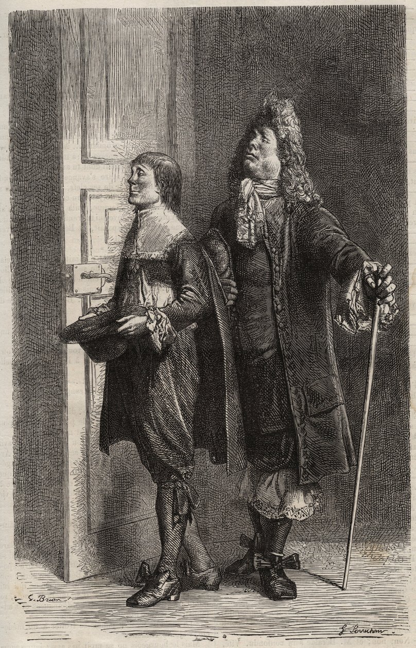 Diafoirus pere et fils - engraving for The Imaginary Invalid by Moliere by Unknown artist