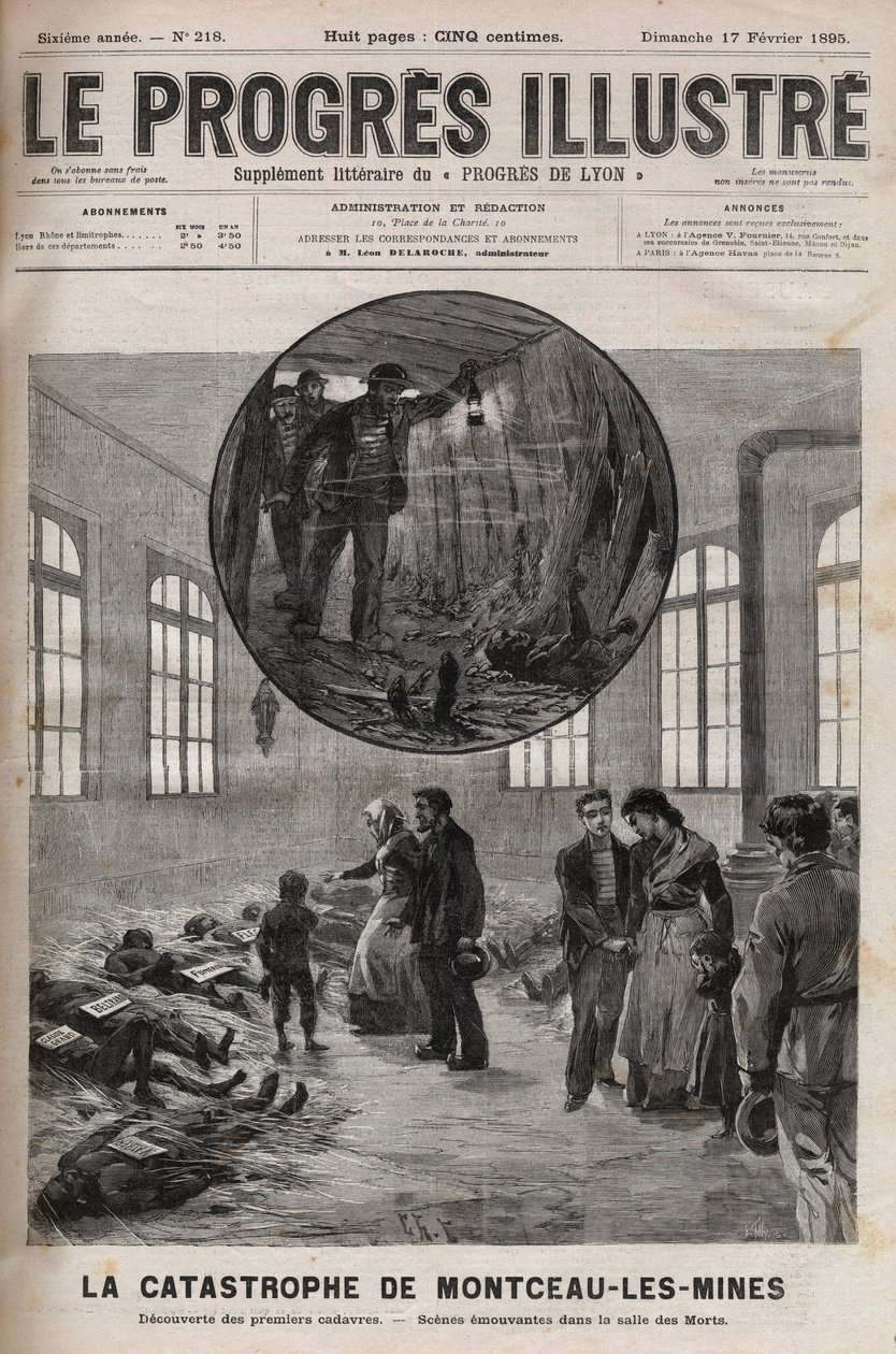 Disaster of the Well Sainte Eugenie or Disaster of Montceau-les-Mines in Burgundy in 1895 - Engraving in 