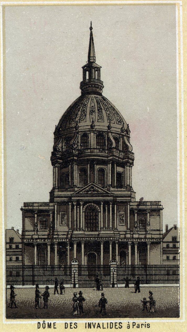 Dome des Invalides in Paris. Chromolithography of the end of the 19th century by Unknown artist