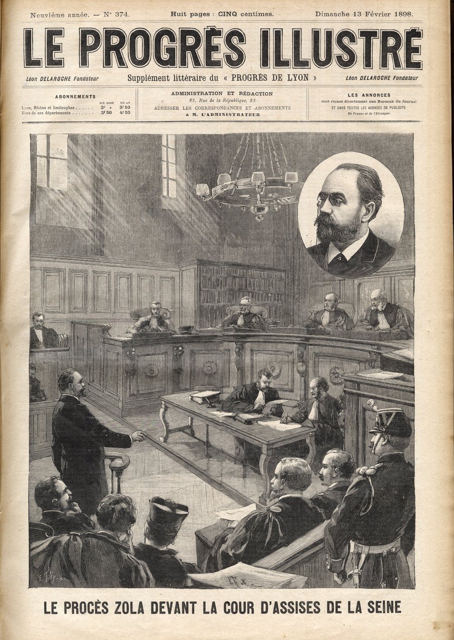 Dreyfus case: Emile Zola at the seine court for the trial of Alfred Dreyfus by Unknown artist