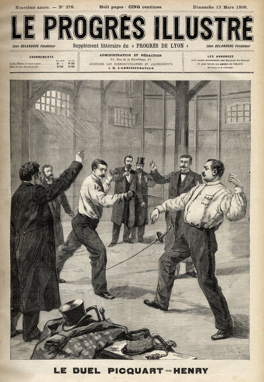 Dreyfus Case: The Duel Between Lieutenant-Colonel Georges Picquart (1854-1914) and Hubert Henry (1846-1898) by Unknown artist