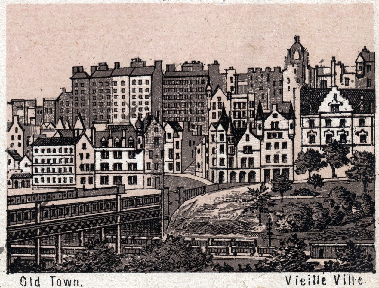 Edinburgh, Scotland: view of the Old Town in Edinburgh. The world illustrates 168 views (late 19th century) by Unknown artist