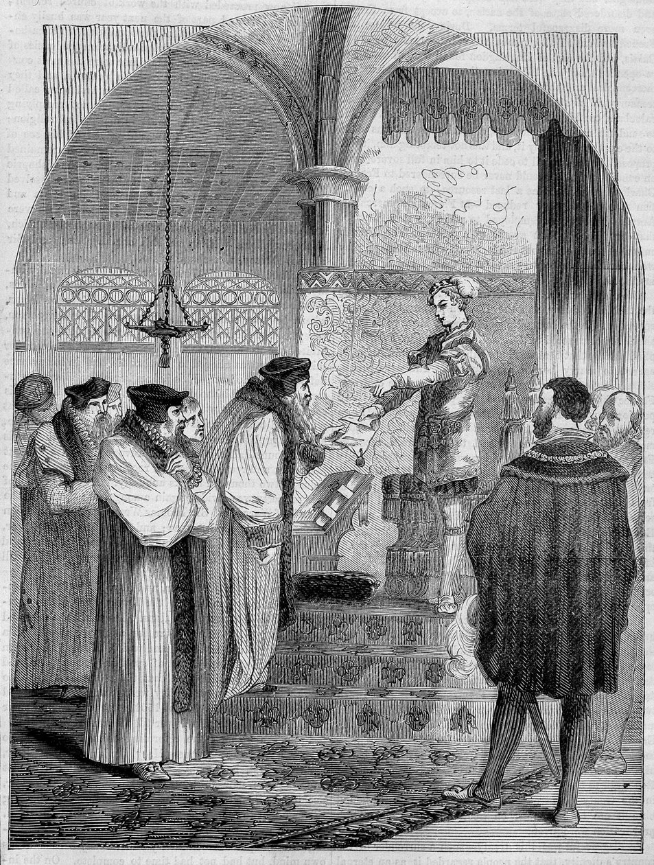 Edward VI, King of England, presenting the certificate of Joan Bocher to Archbishop Cranmer by Unknown artist