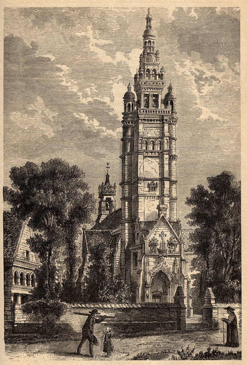 Eglise Notre Dame de Croaz Batz a Roscoff - Finistere - Brittany - engraving in 