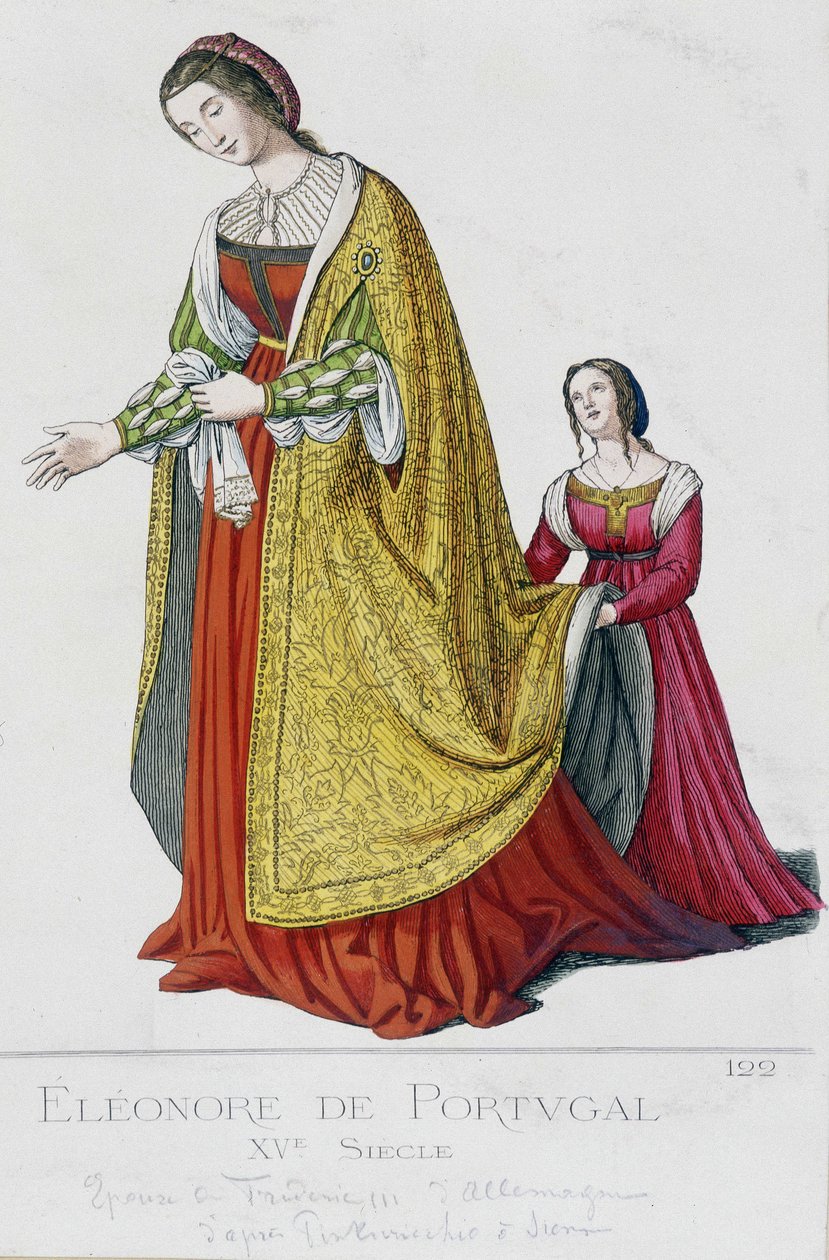 Eleonore of Portugal (1434-1476), wife of Frederic III of Habsburg, German emperor (1415-1493). Engraving of the 19th century by Unknown artist