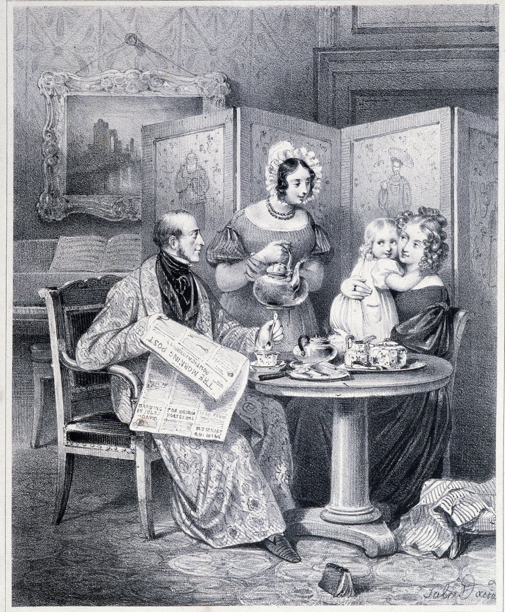 English couple taking tea - 19th century by Unknown artist