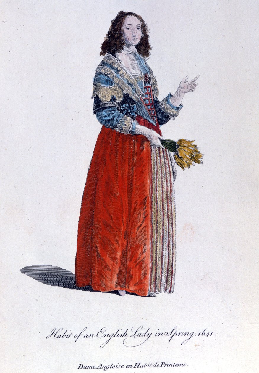English woman in spring dress in 1641 by Unknown artist