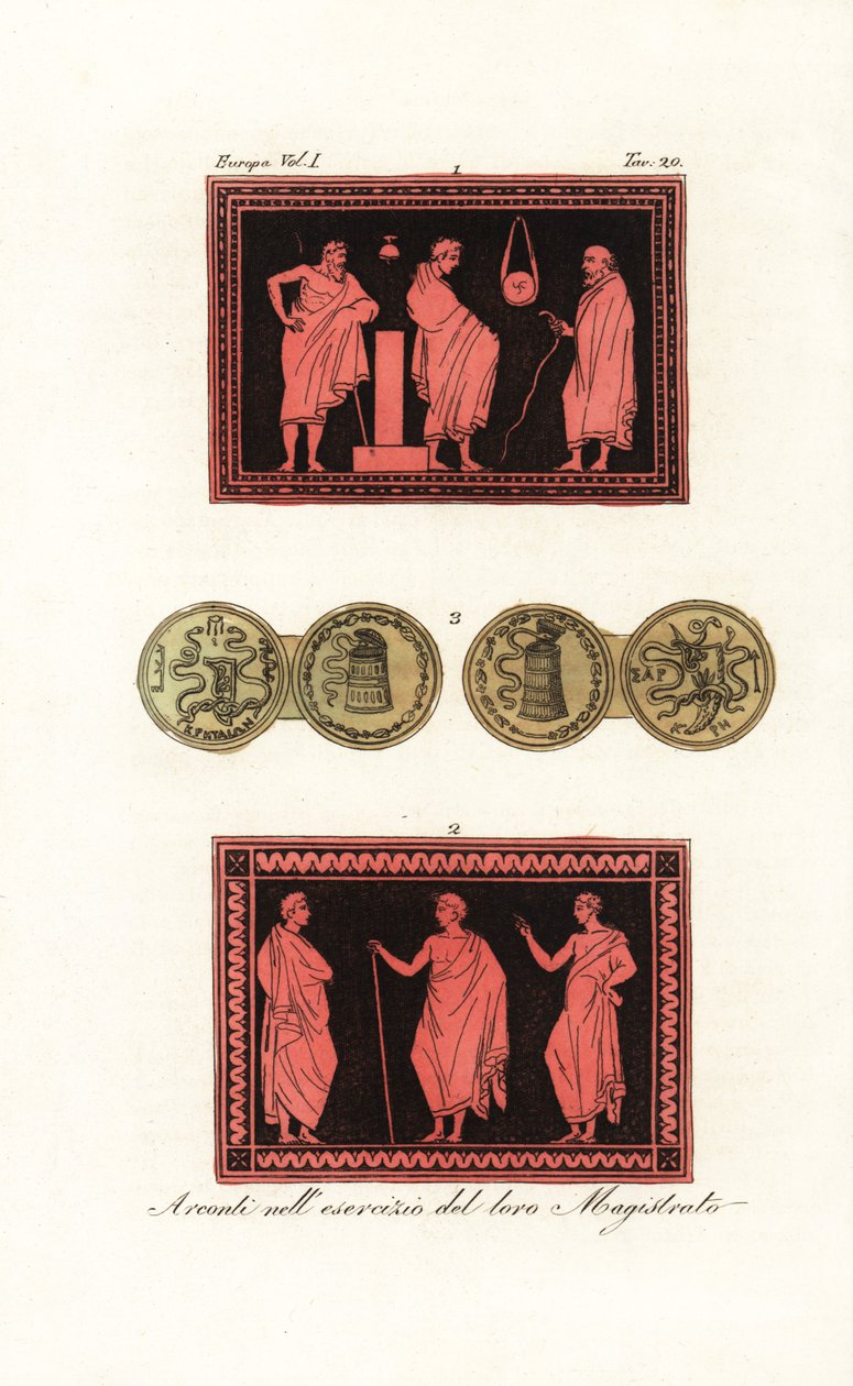Eponymous Archon or Chief Magistrate Examining a Young Man and Archon with Two Deputies by Unknown artist