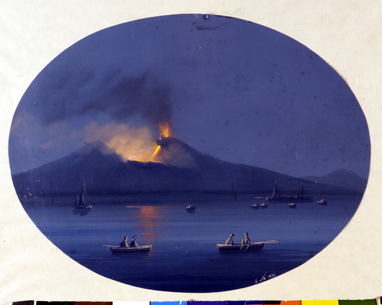 Nocturnal eruption of Etna seen from the sea off Catania. Anonymous painting from the 19th century by Unknown artist