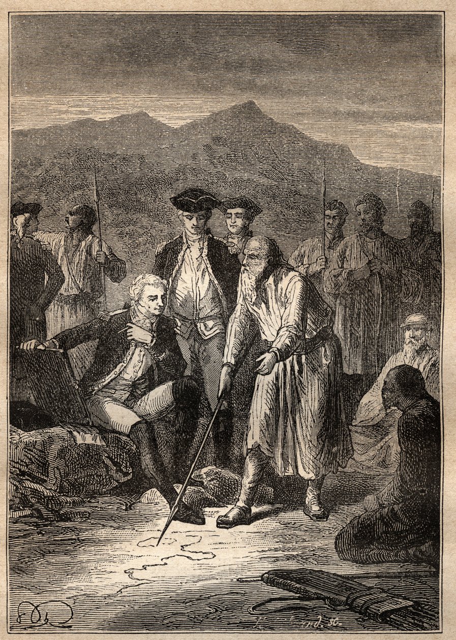 Expedition Around the World by Jean Francois Galaup de La Perouse: the sailors debark on the Saghalian island by Unknown artist